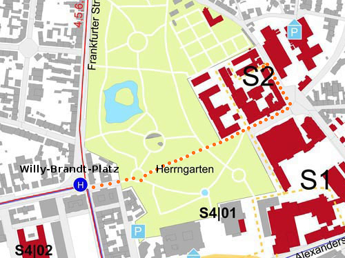 Direction from Willy-Brandt-Platz to the Theory Center
